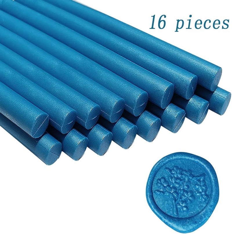 ANBOSE Wax Seal Sticks, 16 Pieces Glue Gun Sealing Wax Sticks for Wax Seal Stamp, Blue Wax Seal Stick for 0.44 Inch Glue Gun, for Wedding Invitations, Cards, Envelopes - Image 2